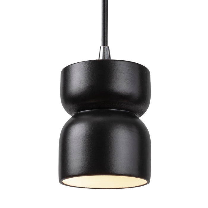 Justice Designs CER-6500-CRB-CROM-BKCD One Light Pendant, Carbon - Matte Black