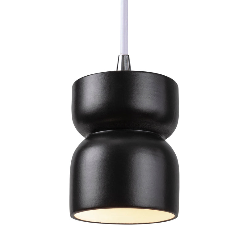Justice Designs CER-6500-CRB-CROM-WTCD One Light Pendant, Carbon - Matte Black
