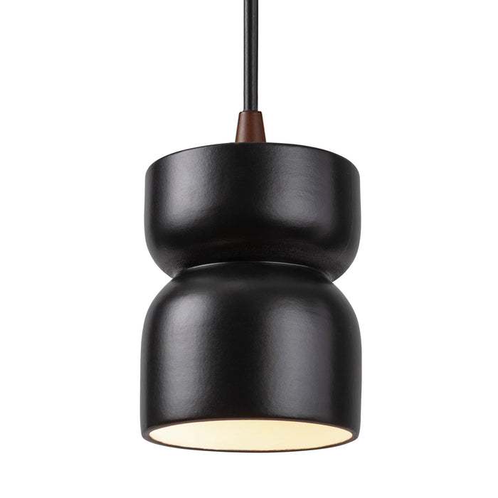 Justice Designs CER-6500-CRB-DBRZ-BKCD One Light Pendant, Carbon - Matte Black