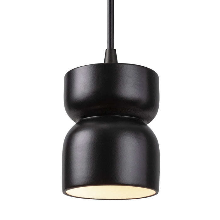 Justice Designs CER-6500-CRB-MBLK-BKCD One Light Pendant, Carbon - Matte Black