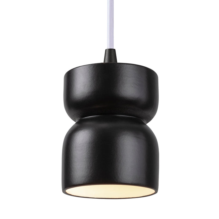 Justice Designs CER-6500-CRB-MBLK-WTCD One Light Pendant, Carbon - Matte Black