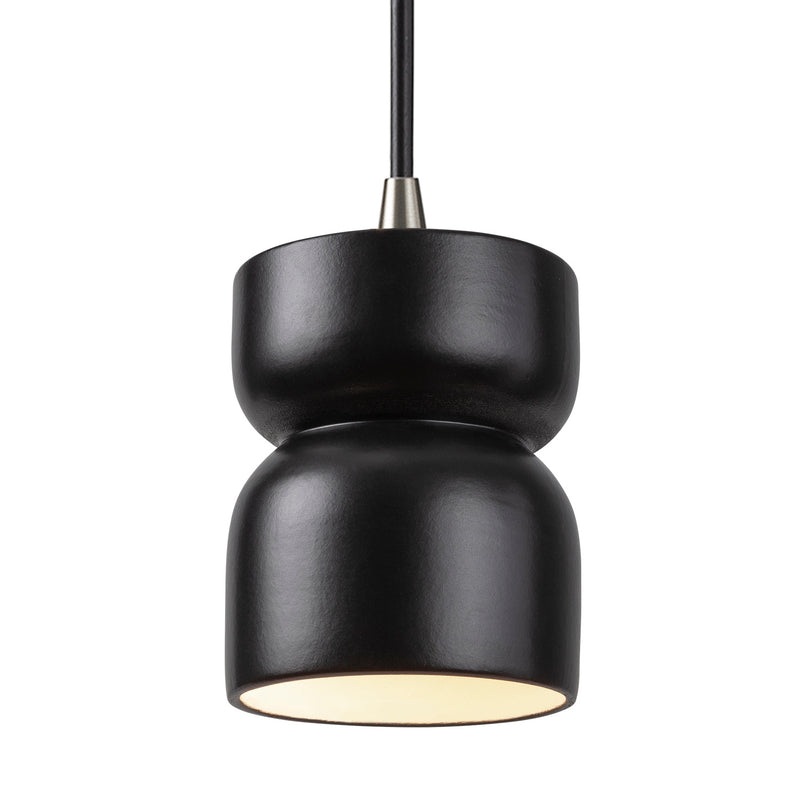 Justice Designs CER-6500-CRB-NCKL-BKCD One Light Pendant, Carbon - Matte Black