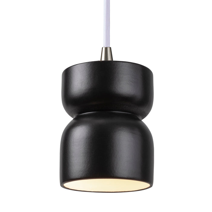 Justice Designs CER-6500-CRB-NCKL-WTCD One Light Pendant, Carbon - Matte Black
