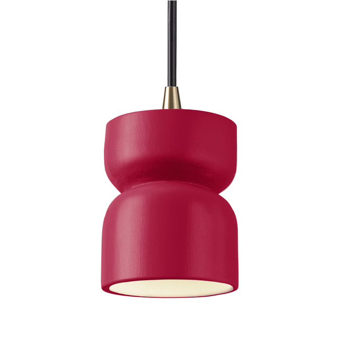 Justice Designs CER-6500-CRSE-ABRS-BKCD One Light Pendant, Cerise