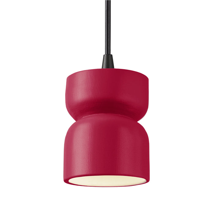 Justice Designs CER-6500-CRSE-MBLK-BKCD One Light Pendant, Cerise