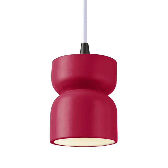 Justice Designs CER-6500-CRSE-MBLK-WTCD One Light Pendant, Cerise