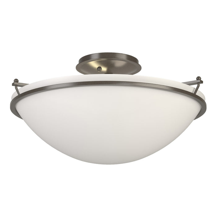 Hubbardton Forge 124304-SKT-07-GG0053 Three Light Semi-Flush Mount, Dark Smoke