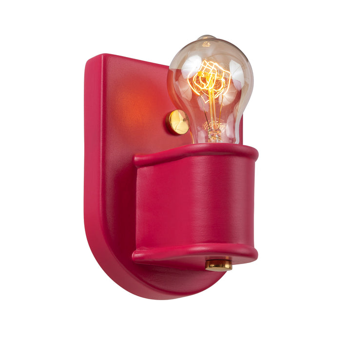 Justice Designs CER-7031-CRSE-BRSS One Light Wall Sconce, Cerise