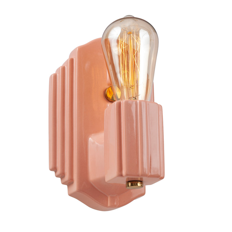 Justice Designs CER-7041-BSH-BRSS One Light Wall Sconce, Gloss Blush