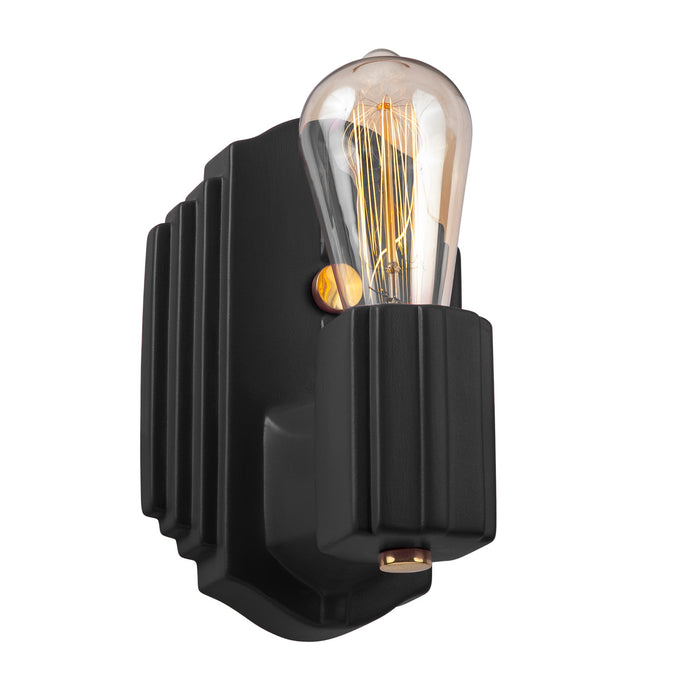 Justice Designs CER-7041-CRB-BRSS One Light Wall Sconce, Carbon - Matte Black