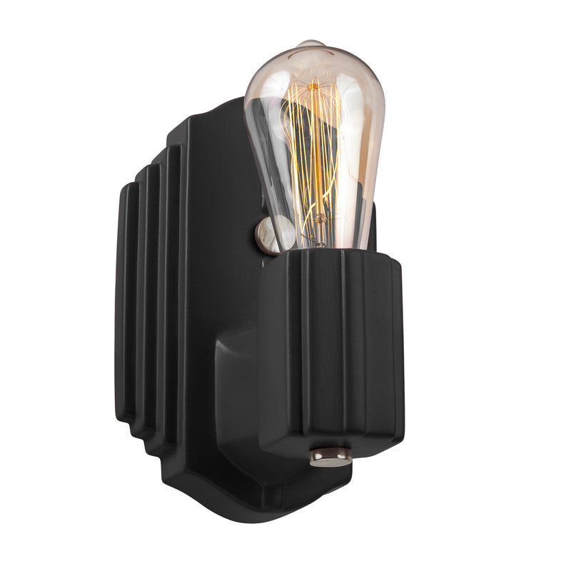 Justice Designs CER-7041-CRB-NCKL One Light Wall Sconce, Carbon - Matte Black