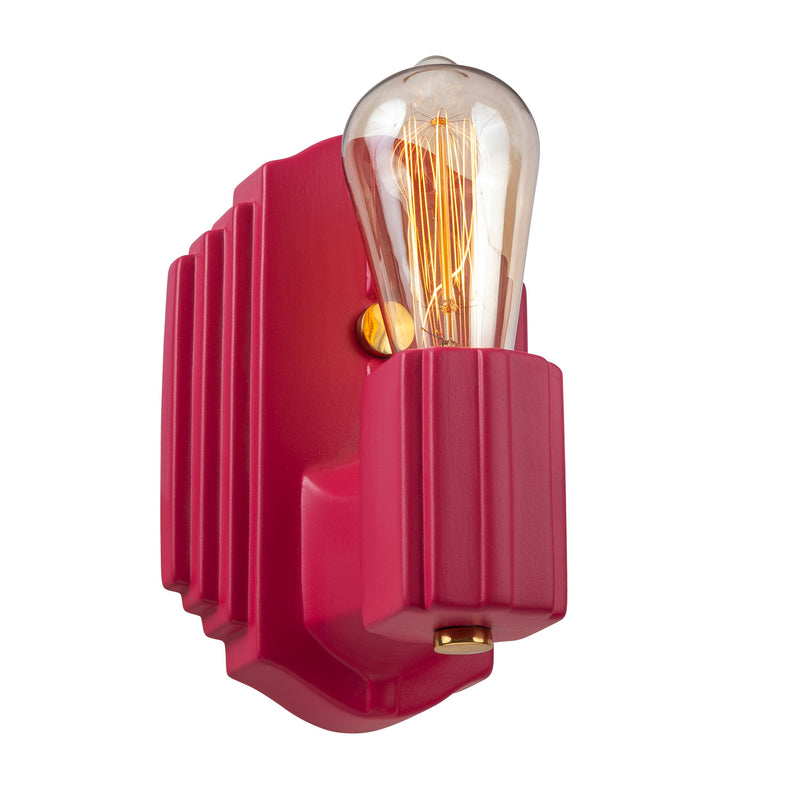 Justice Designs CER-7041-CRSE-BRSS One Light Wall Sconce, Cerise