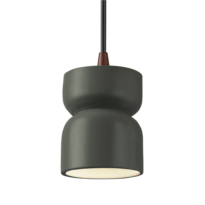 Justice Designs CER-6500-PWGN-DBRZ-BKCD One Light Pendant, Pewter Green