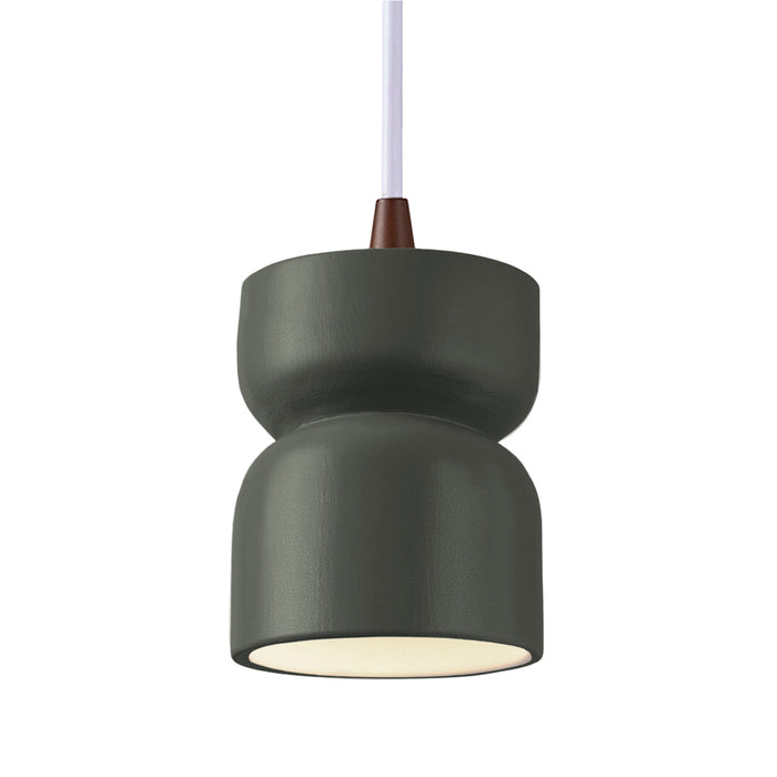 Justice Designs CER-6500-PWGN-DBRZ-WTCD One Light Pendant, Pewter Green