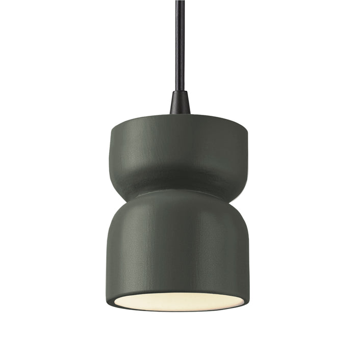 Justice Designs CER-6500-PWGN-MBLK-BKCD One Light Pendant, Pewter Green