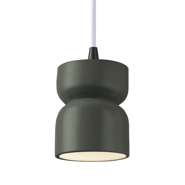 Justice Designs CER-6500-PWGN-MBLK-WTCD One Light Pendant, Pewter Green