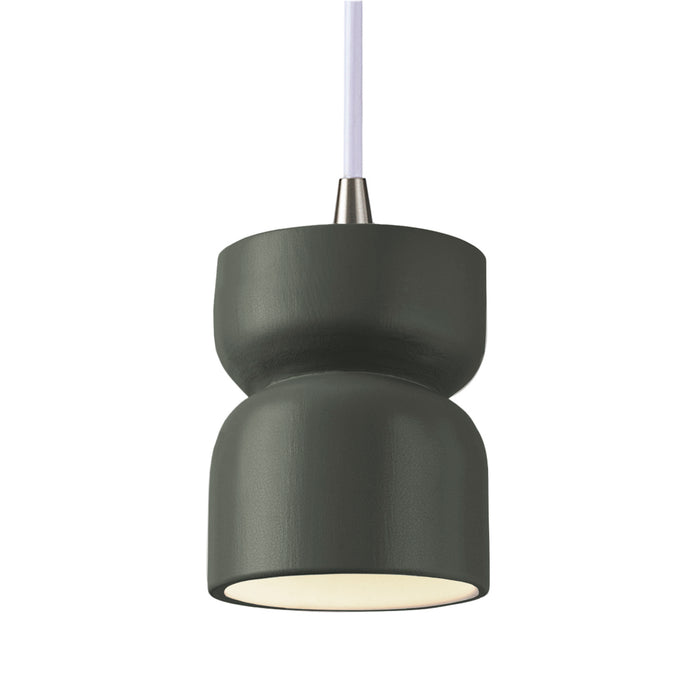 Justice Designs CER-6500-PWGN-NCKL-WTCD One Light Pendant, Pewter Green