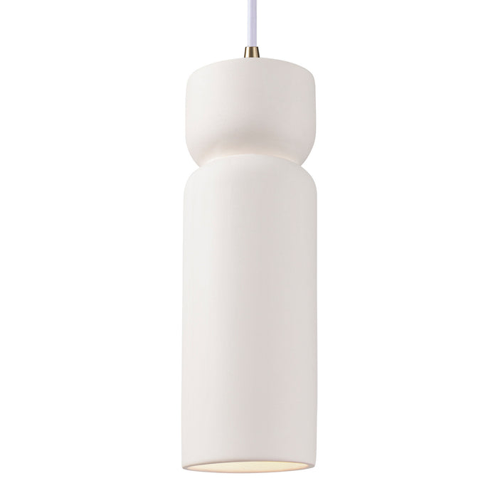 Justice Designs CER-6510-BIS-ABRS-WTCD One Light Pendant, Bisque