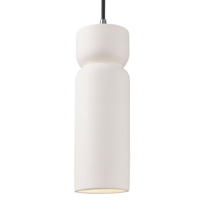 Justice Designs CER-6510-BIS-CROM-BKCD One Light Pendant, Bisque