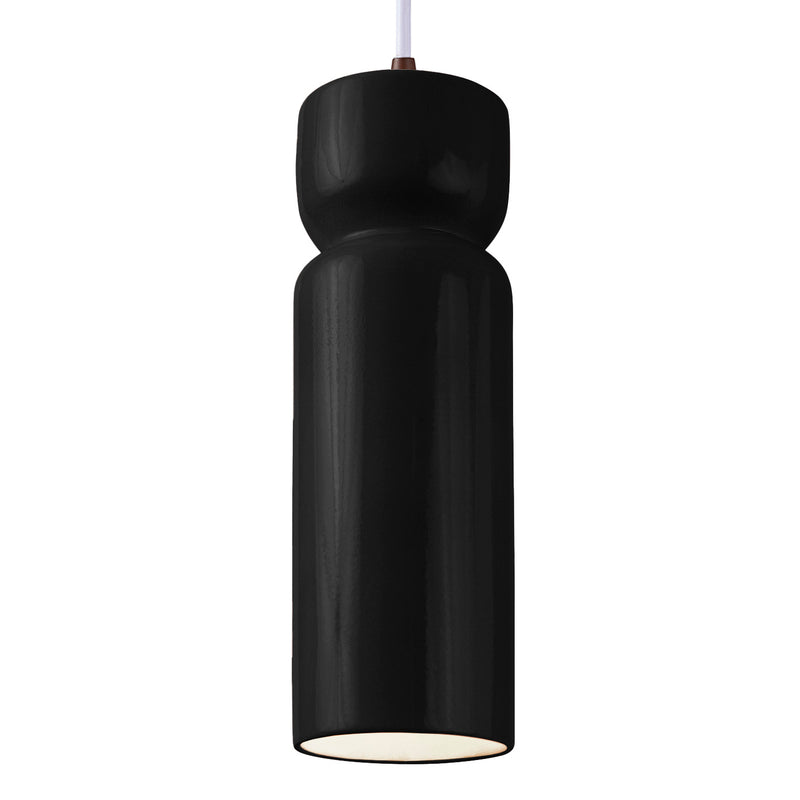 Justice Designs CER-6510-BLK-DBRZ-WTCD One Light Pendant, Gloss Black