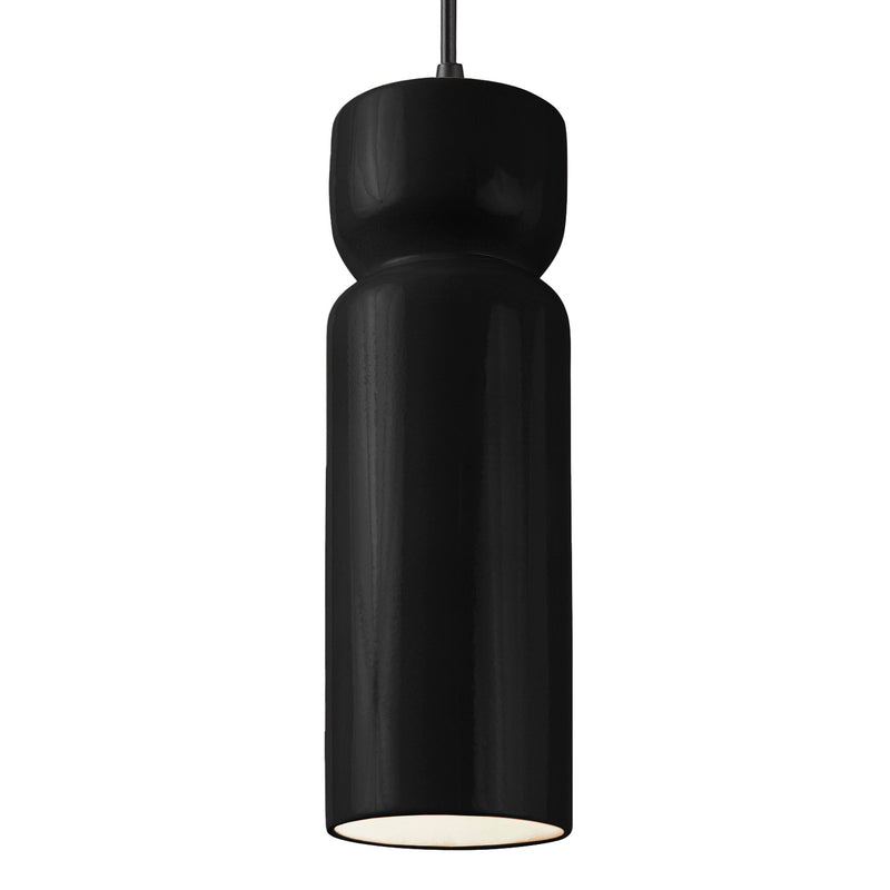 Justice Designs CER-6510-BLK-MBLK-BKCD One Light Pendant, Gloss Black