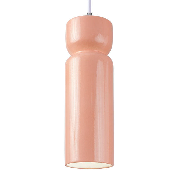 Justice Designs CER-6510-BSH-CROM-WTCD One Light Pendant, Gloss Blush