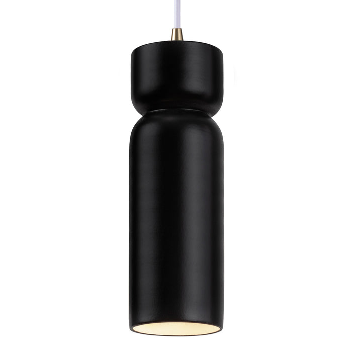 Justice Designs CER-6510-CRB-ABRS-WTCD One Light Pendant, Carbon - Matte Black