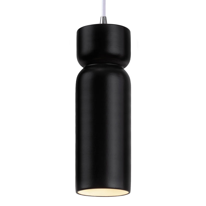 Justice Designs CER-6510-CRB-CROM-WTCD One Light Pendant, Carbon - Matte Black