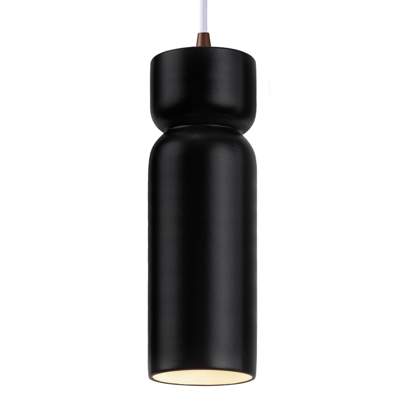 Justice Designs CER-6510-CRB-DBRZ-WTCD One Light Pendant, Carbon - Matte Black
