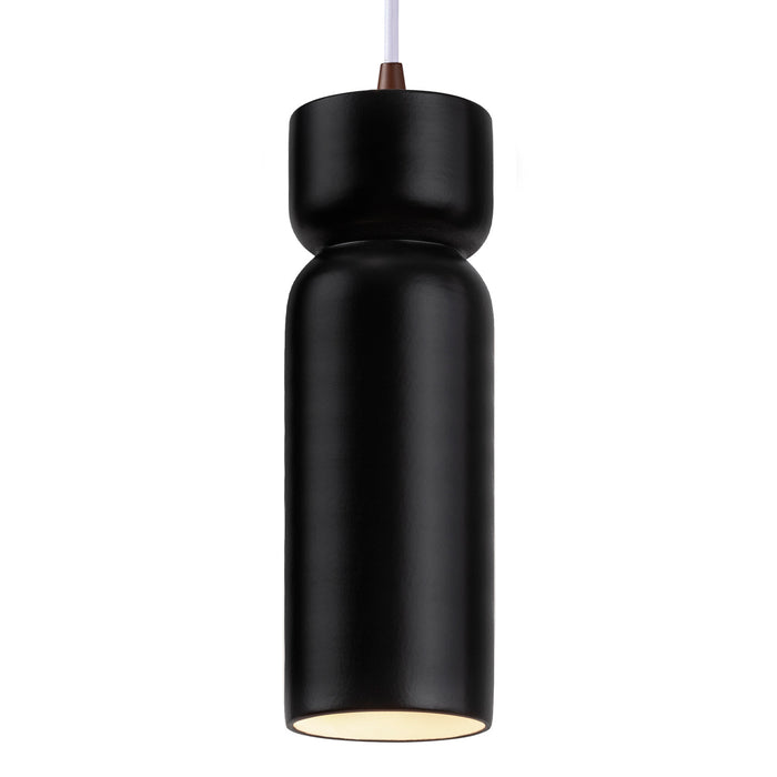 Justice Designs CER-6510-CRB-DBRZ-WTCD One Light Pendant, Carbon - Matte Black