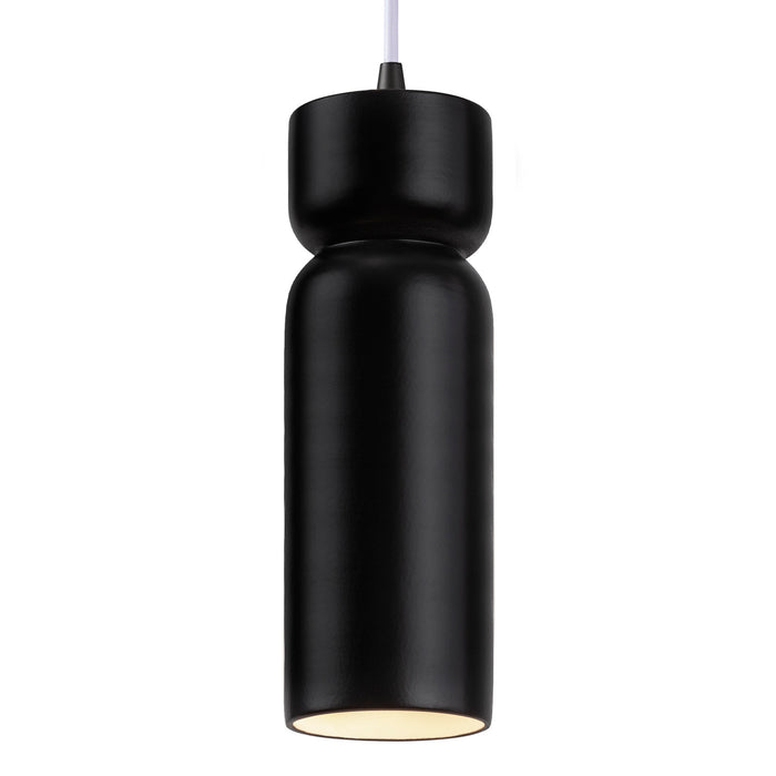 Justice Designs CER-6510-CRB-MBLK-WTCD One Light Pendant, Carbon - Matte Black