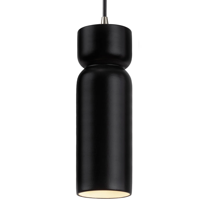 Justice Designs CER-6510-CRB-NCKL-BKCD One Light Pendant, Carbon - Matte Black