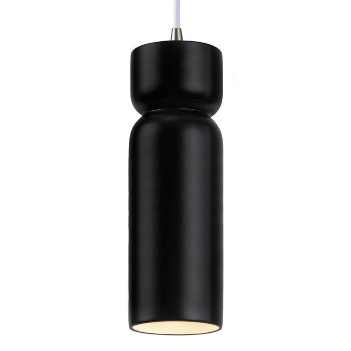 Justice Designs CER-6510-CRB-NCKL-WTCD One Light Pendant, Carbon - Matte Black