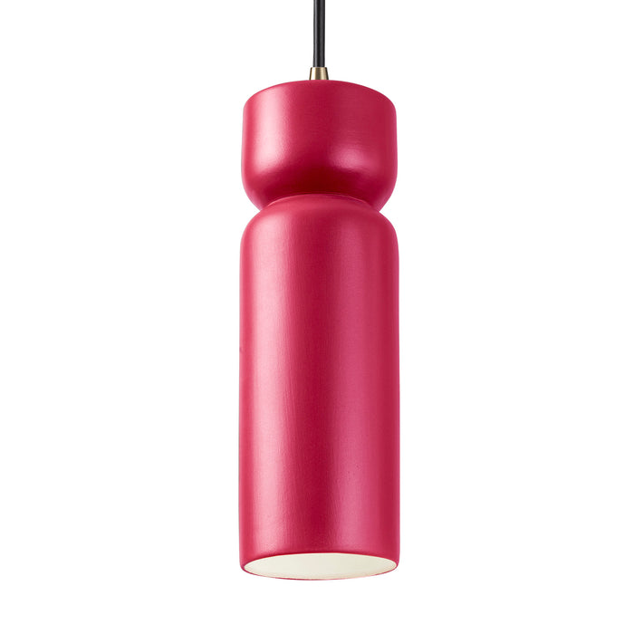 Justice Designs CER-6510-CRSE-ABRS-BKCD One Light Pendant, Cerise