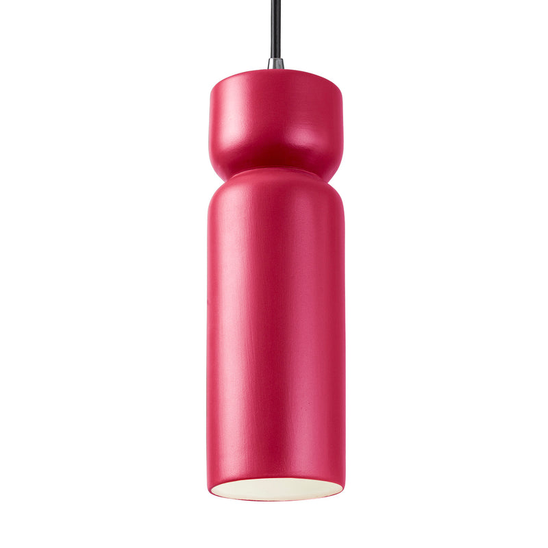 Justice Designs CER-6510-CRSE-CROM-BKCD One Light Pendant, Cerise