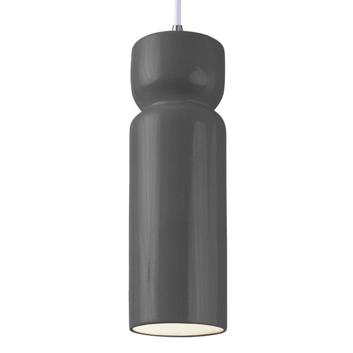 Justice Designs CER-6510-GRY-CROM-WTCD One Light Pendant, Gloss Grey