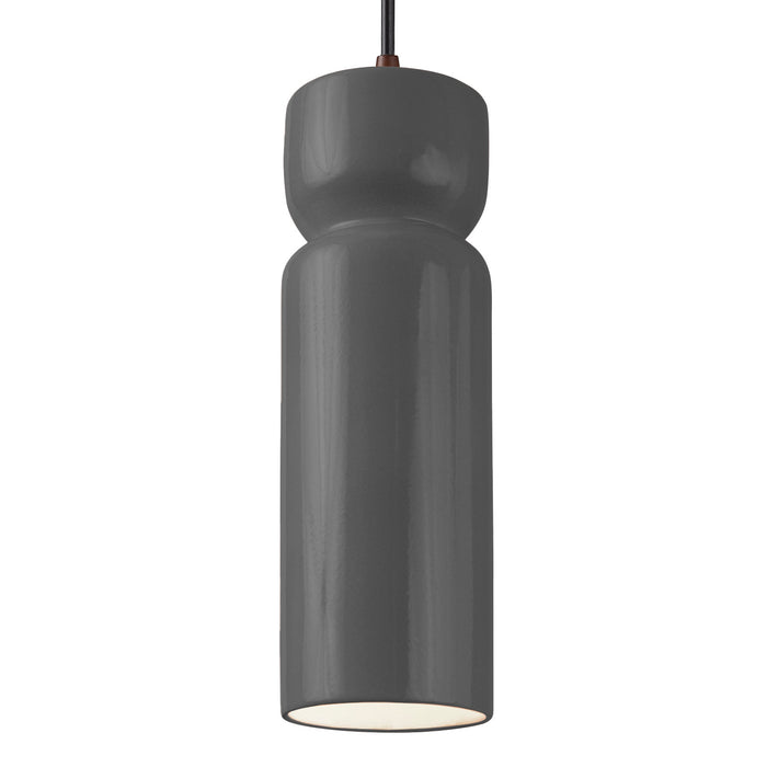 Justice Designs CER-6510-GRY-DBRZ-BKCD One Light Pendant, Gloss Grey