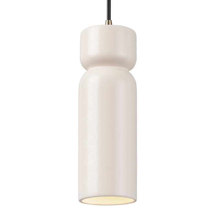 Justice Designs CER-6510-MAT-ABRS-BKCD One Light Pendant, Matte White