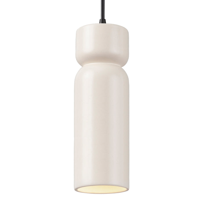 Justice Designs CER-6510-MAT-MBLK-BKCD One Light Pendant, Matte White