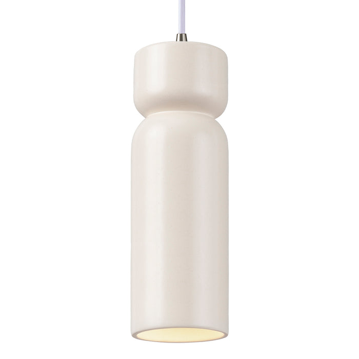 Justice Designs CER-6510-MAT-NCKL-WTCD One Light Pendant, Matte White