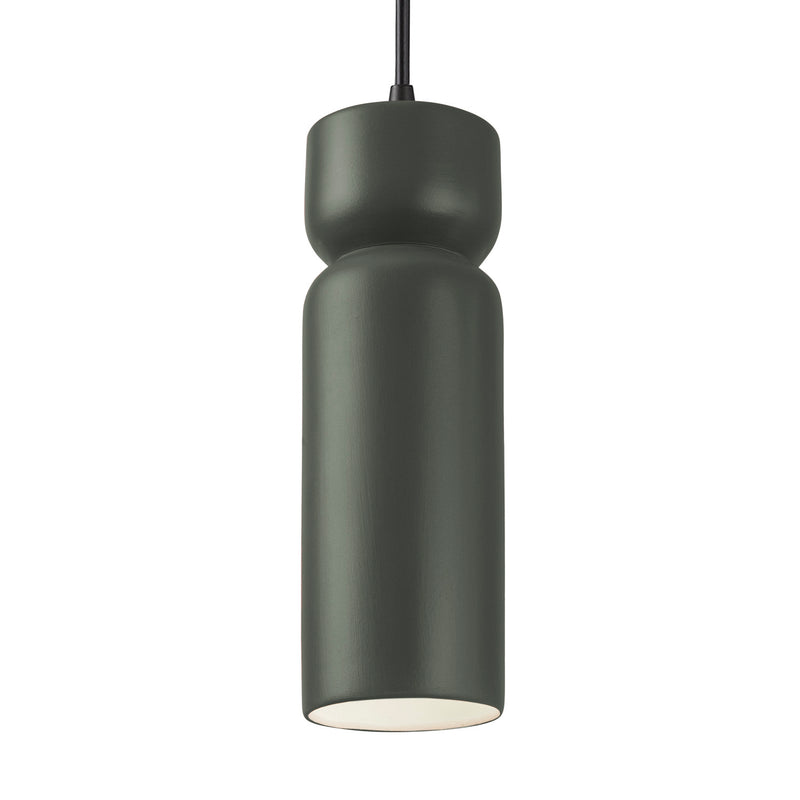 Justice Designs CER-6510-PWGN-MBLK-BKCD One Light Pendant, Pewter Green