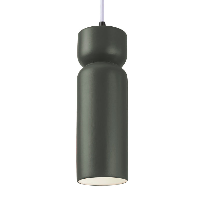 Justice Designs CER-6510-PWGN-MBLK-WTCD One Light Pendant, Pewter Green