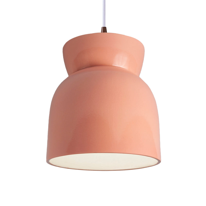 Justice Designs CER-6515-BSH-DBRZ-WTCD One Light Pendant, Gloss Blush