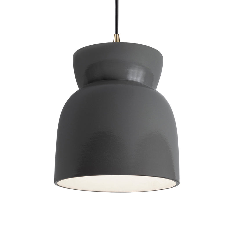 Justice Designs CER-6515-GRY-ABRS-BKCD One Light Pendant, Gloss Grey