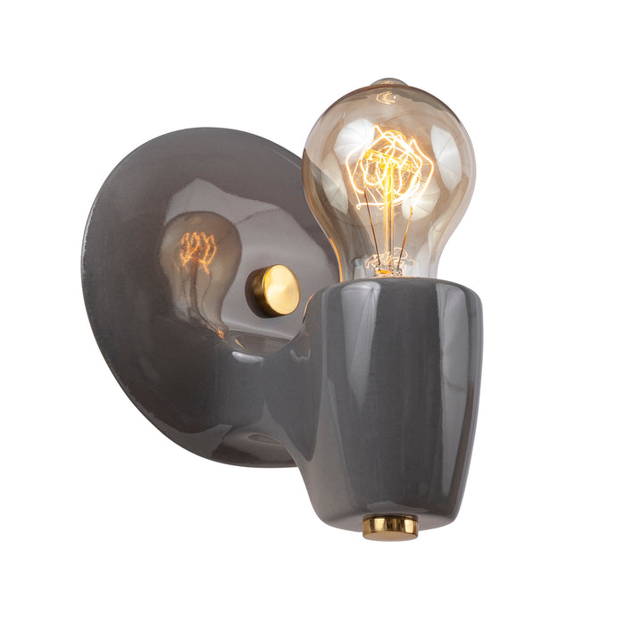 Justice Designs CER-7021-GRY-BRSS One Light Wall Sconce, Gloss Grey