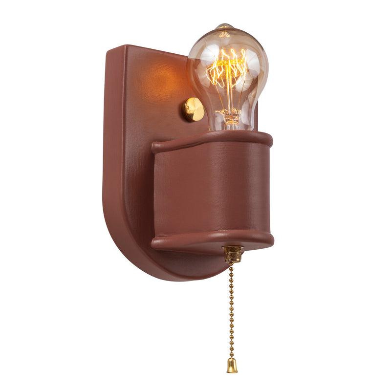 Justice Designs CER-7031-CLAY-BRSS One Light Wall Sconce, Canyon Clay