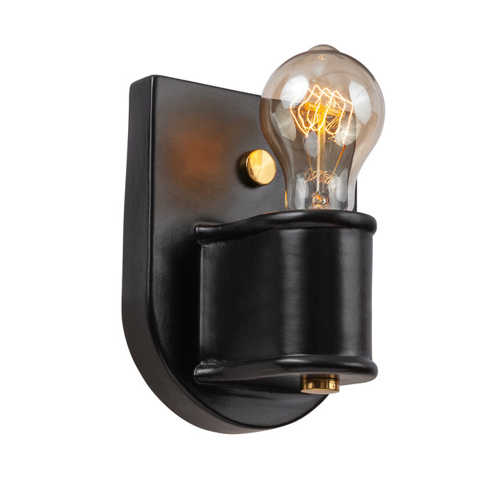 Justice Designs CER-7031-CRB-BRSS One Light Wall Sconce, Carbon - Matte Black