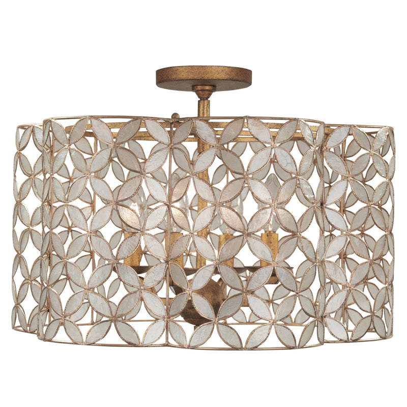 Kalco 515045OL Four Light Semi Flush Mount, Oxidized Gold Leaf