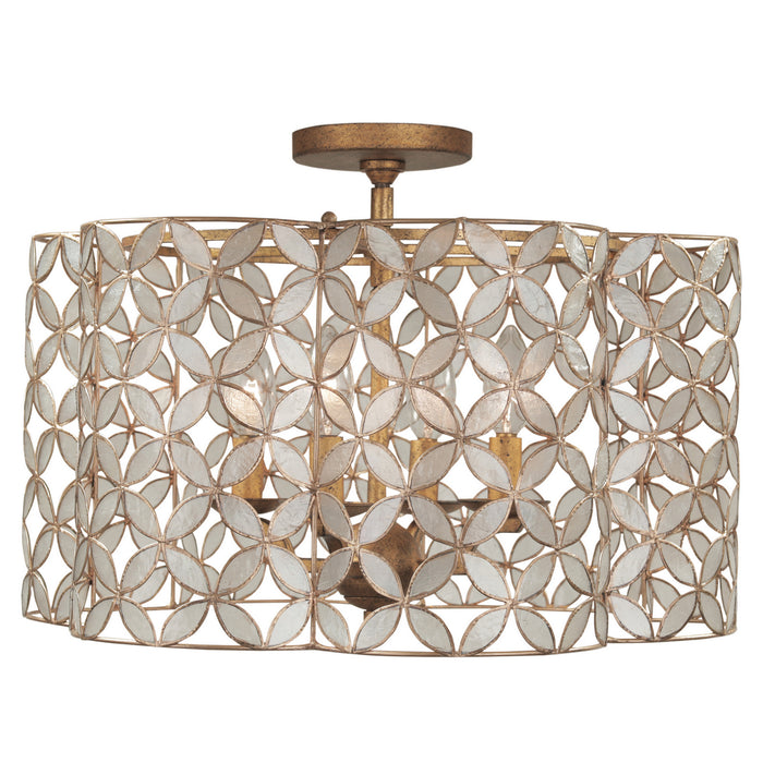 Kalco 515045OL Four Light Semi Flush Mount, Oxidized Gold Leaf