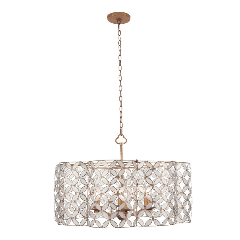 Kalco 515050OL Six Light Pendant, Oxidized Gold Leaf